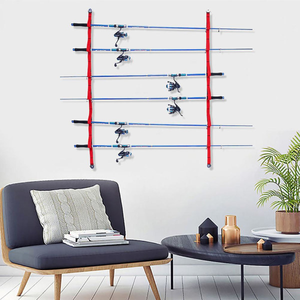 Takstångshållare Rullfiske 6-spöns fiskespö Display Rack Spö Overhead Väggfäste Hållare Fiskeredskap