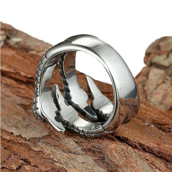 Silver Claw Rings Men Women Dragon Claws Shaped Jewelry Rings Open Rings Stainless Steel Punk Goth Eagle Demon 13
