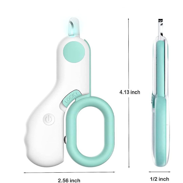 Kissan kynsileikkurit pienille eläimille USB -ladattavat kynsileikkurit koirille LED-valolla, vihreä 1 blue