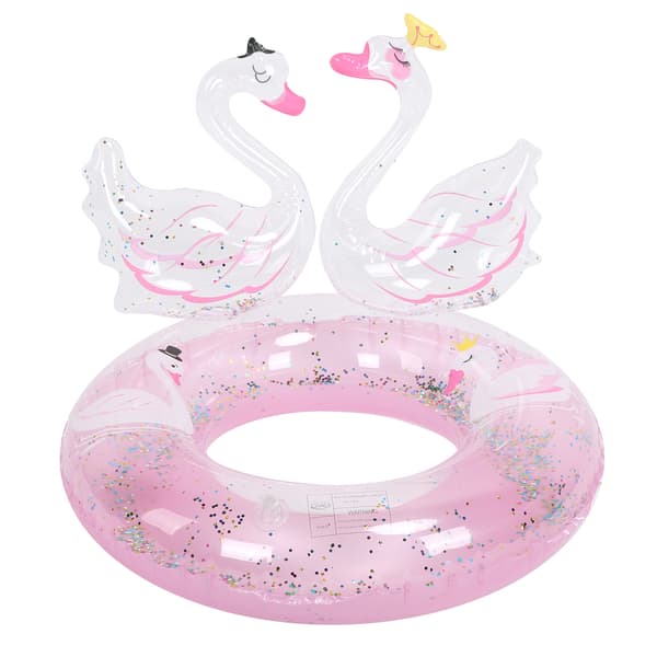 Pink Glitter Oppustelig Svane Pool Flydering til Piger PVC 60