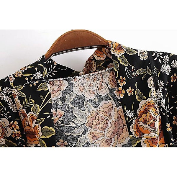 Bomull Vintage Kimono Høst Slim Beach Cover-up Khaki L