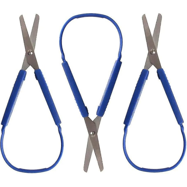Loop Scissors Grep Scissor 3-pakning for tenåringer og voksne, høyre- og venstrestøtte, lettåpnede klemhåndtak (mørkeblå)