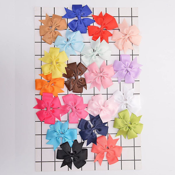 40 kpl Tyttöjen hiusrusetit Boutique Grosgrain Ribbon Bow Pinwheel Barrettes