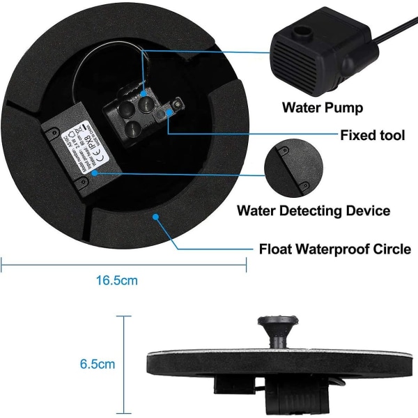 Solenergifontenepumpe, solenergivannpumpe, miniflytende fontene for dammens fontener Hageinnredning 1.5w