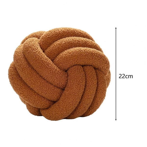 Knotted Ball Throw Pillow Ultra Soft Companionship Decorative Hand-woven Knotted Ball Lamb Velvet Sofa Cushion For Bathroom Brown