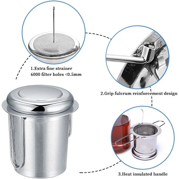 2 stk tefilter fint hul 304 rustfrit stål te infuser kop te si med