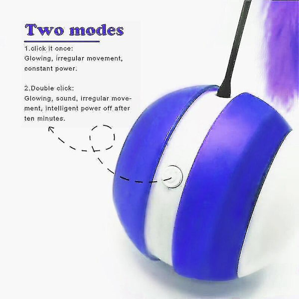 Hhcx-interactive Cat Toy Ball Plus Feather Den uregelmæssige løbetilstand Led-lys Blinkende sjove lyde (blå)