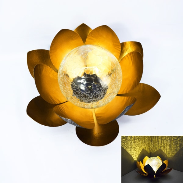 Lampe Lotus Solaire Outdoor Métal Étanchéité Jardin Lumière DEL Or