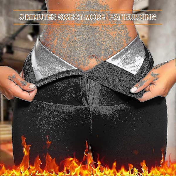 Bastudräkt för kvinnor, heta träningsbyxor, viktsportshorts, hög midja, kompression, termo-lårformare - KC Medium