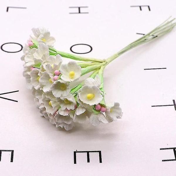 8 stycken / 40 huvuden 1 cm mini papper blommor rosor bukett konstgjord blomma Billig bröllopsdekoration för scrapbooking Diy Flores 10