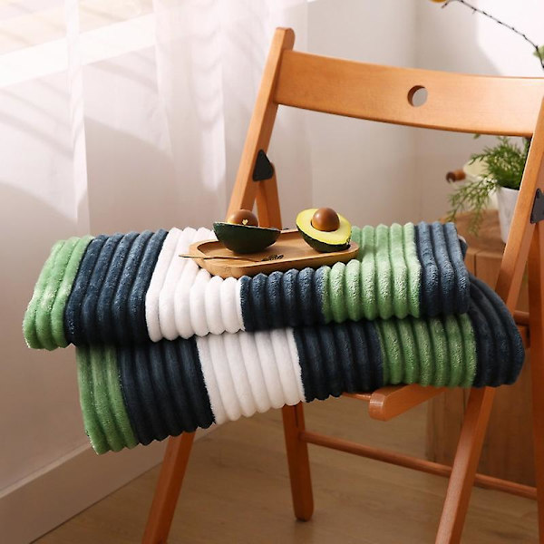 Populære japanske flanneltæpper Tykkede varme lagner Kontortæpper Sovesal Nap Tæpper Gave Engros 200*230cm lysegrønne striber 200*230cm light green stripes
