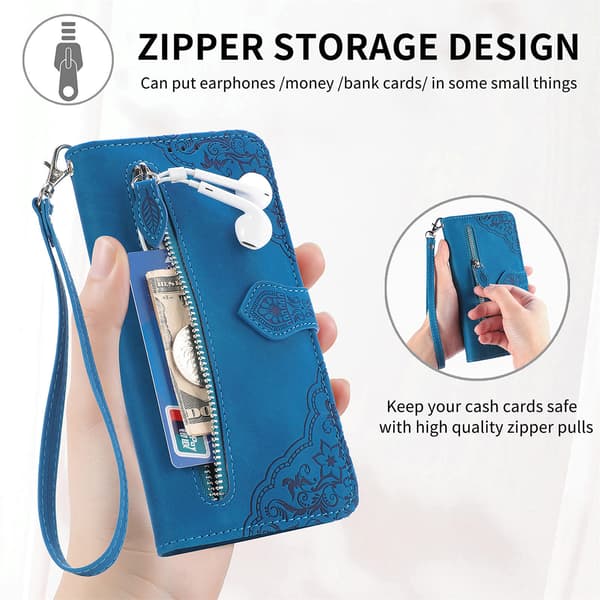【BQ】iPhone 13 Pro Max mobilcover med snor og kortholder, blå. iPhone 13 Pro Max
