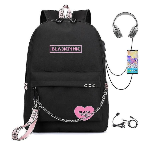 Uusi IC Blackpink -reppu USB-ladattava reppu opiskelija koululaukku