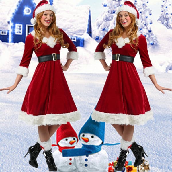 【BQ】Fru Claus Juledrakt for Kvinner S