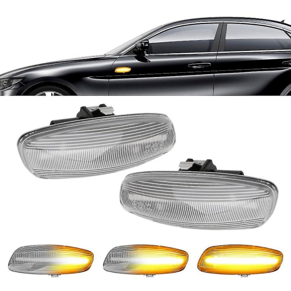 Kompatibel med Peugeot 308 207 3008 5008 A Par Blinkers Blinker Ljussignallampa Led Car Dynamic Sidomarkör black shell streamer