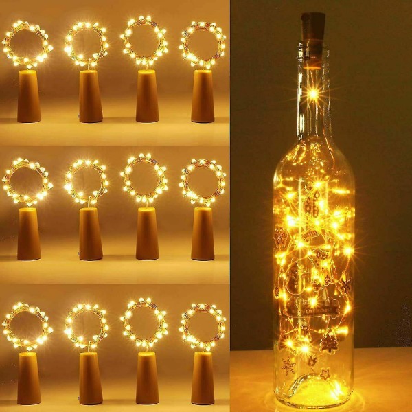 Flaska Fairy String Lights Batteri Kork Form Jul Bröllopsfest 20 Led 2m Varm Vit Warm White