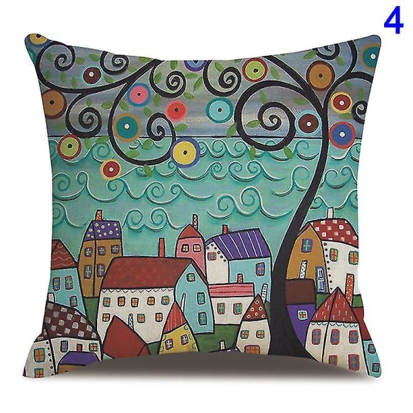 1 stk Pudebetræk 45x45cm Farve Byer Mønster Komfortabel Blødt Til Kontor Bil Cafe 3