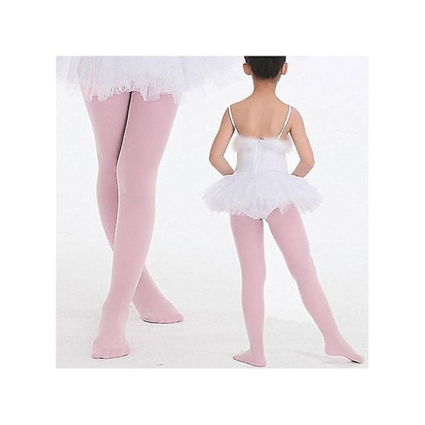 Barns flickor Balett Dans Tights Footed Seamless Solid Strumpor-rosa