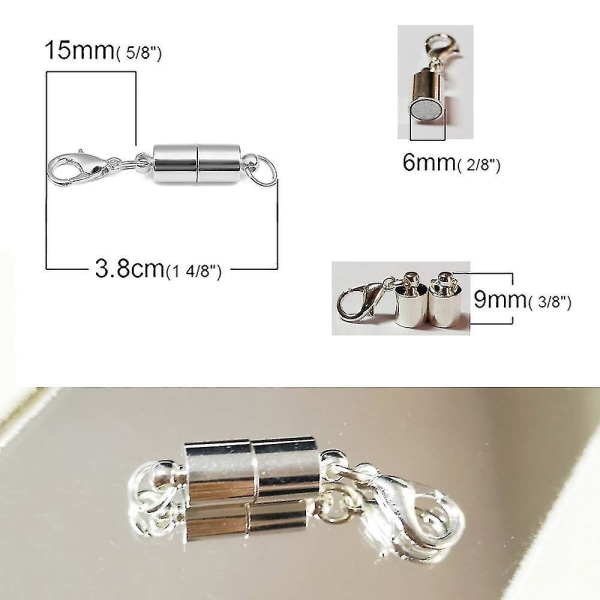 10 st Starka magnetiska spännen Smart spänne Inbyggt säkerhetsmagnetiskt lås med hummerspänne för smycken gör diy Silver