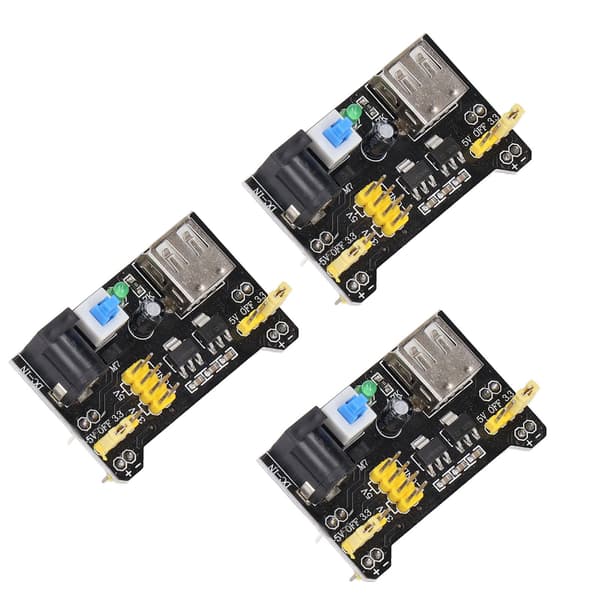 3 stk. Breadboard Strømforsyningsmodul Spændingsregulator DC 3.3V 5V Dobbelt Kanal Output
