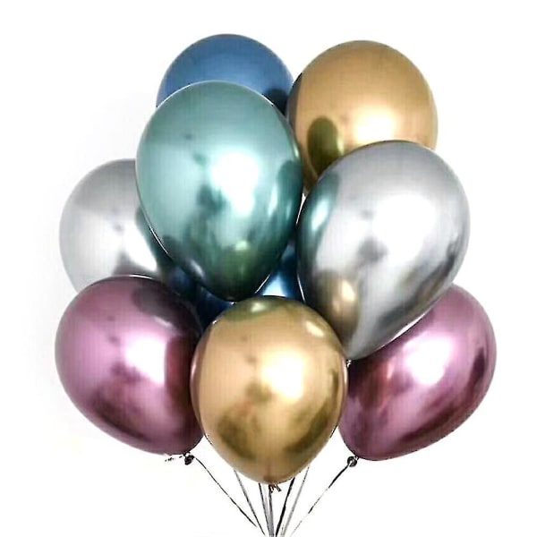 50 stk metalliske balloner 10/12 tommer metal skinnende latex balloner til tillykke med fødselsdagen 10 Inches