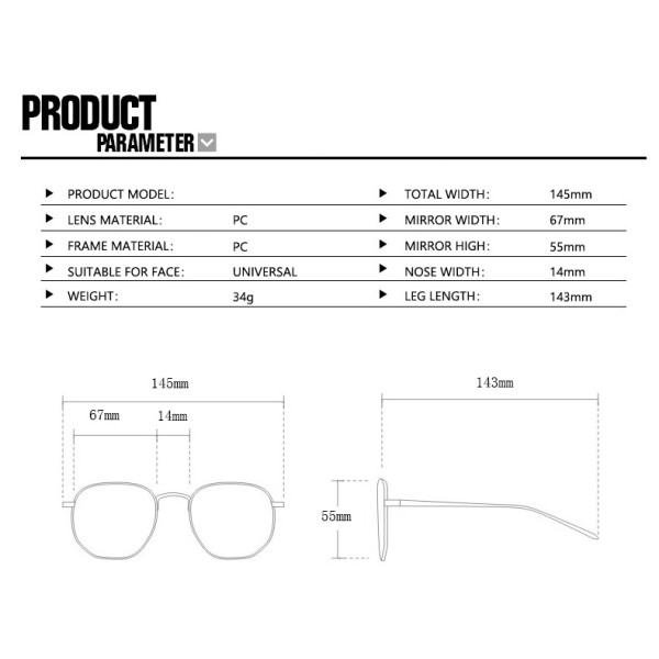 New Trend Large Frame One-Piece Uv400 Solbriller Street Shooting Retro