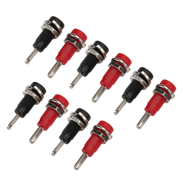 J.40003 2mm Bananstik Adapter Panelmontering Bindingsstolpe med Indre Fjederplade Sort og Rød