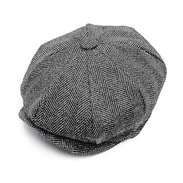 Men Plus Size Peaky Blinders Flat Berets Hat Gray A 62cm