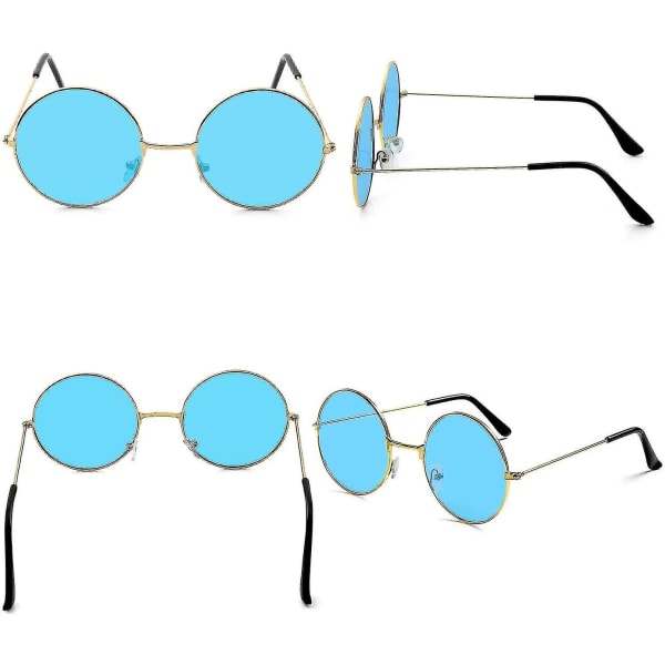 Unisex runde solbriller Fargede retrobriller Hippiesolbriller 60-tallet