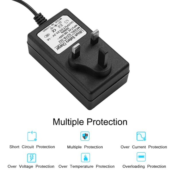 Universal UK-stik 25,2V 1A Batterilader Strømadapter