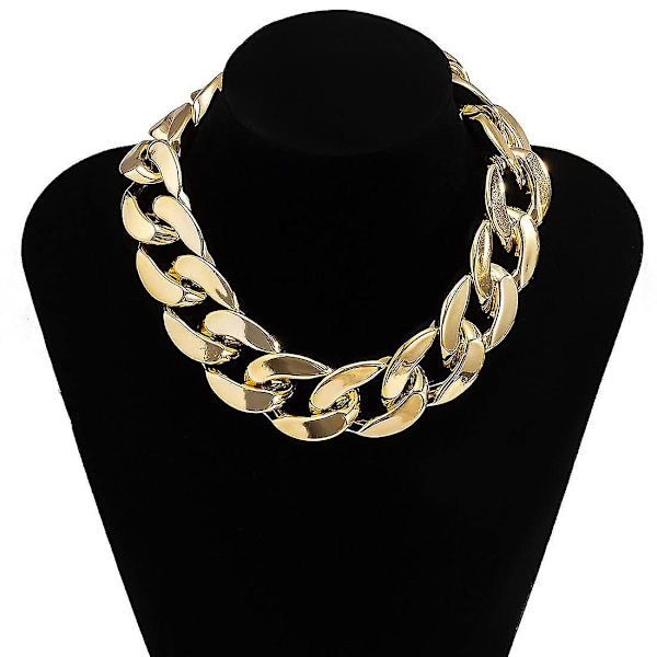 Punk Cuban Link Chain Choker Halsband Guld Lätt Chunky Oval Chain Link Halsband Statement Hip Hop smycken