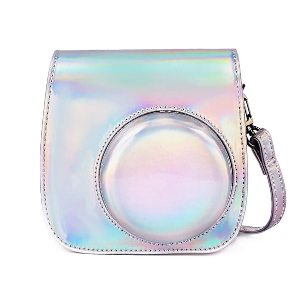 Instant Camera Case kompatibel med Instax Mini 11 Soft Pu-läderväska med ficka Silver
