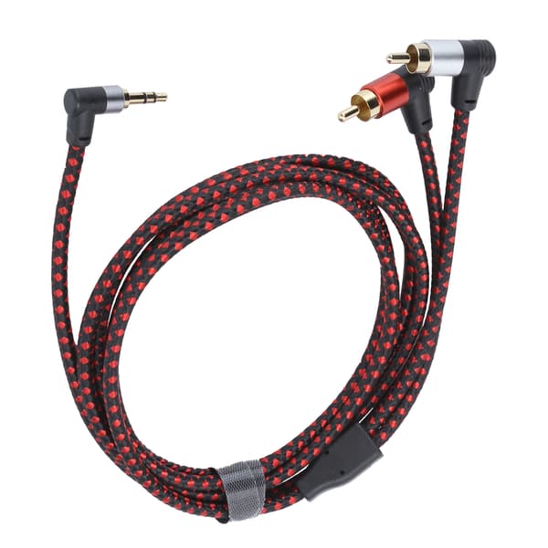 90° 3,5 mm hanstik til 2RCA han lydkabel ABS stereomikrofonkabel til DVD-højttaler 2m