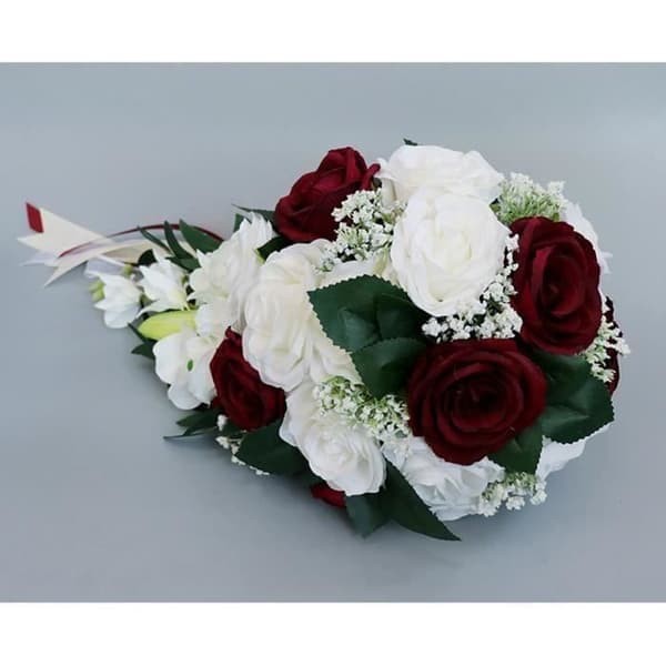 Brudebukett Rose Kunstige Blomster Bryllup Brudepike Blomst Bryllupsdekor Hvit Vinrød L44363