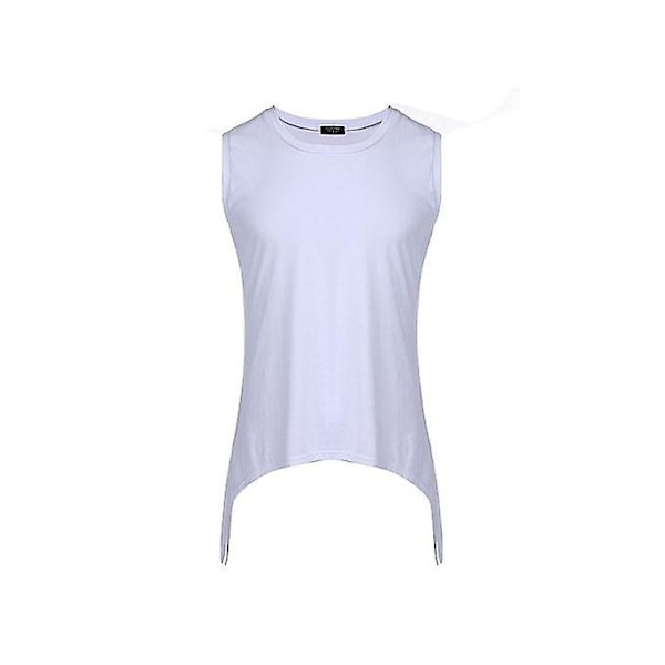 Män Mode Ärmlös Asymmetrisk Fåll Linnen Lösa Casual Toppar-rå Vita Off White