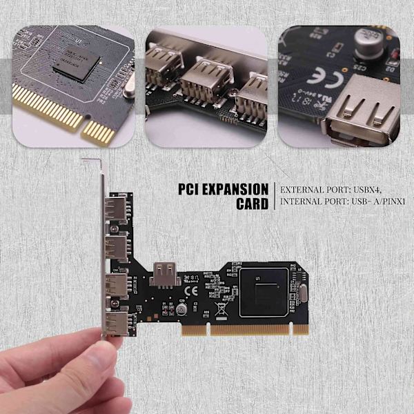 Pci till usb2.0 expansionskort stationär pci till 5 usb2.0 480mbp hubchip expansionskort Black