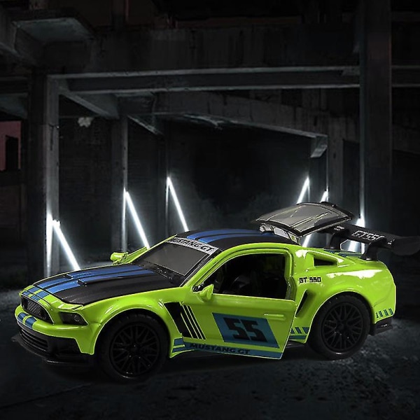 Hhcx-1:36 Legeret bilmodel Fast And Furious Pull Back Samlerobjekt Racing Track Drift Car Models Diecast Legetøj Julegave til drenge Mustang White-green
