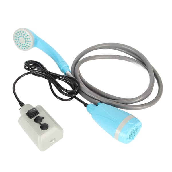 Bärbart utomhusduschkit USB Uppladdningsbar Campingduschset med vattenpump Blå