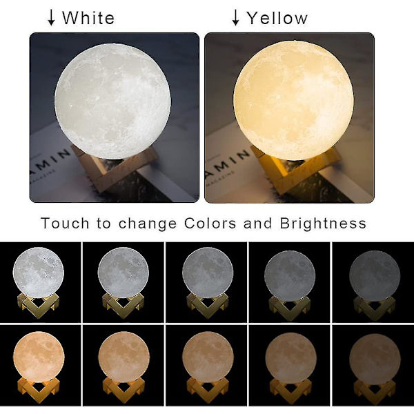 Mood Lights Moon Lamp-jalustalla Kaukosäädin kosketusohjain + USB ladattava