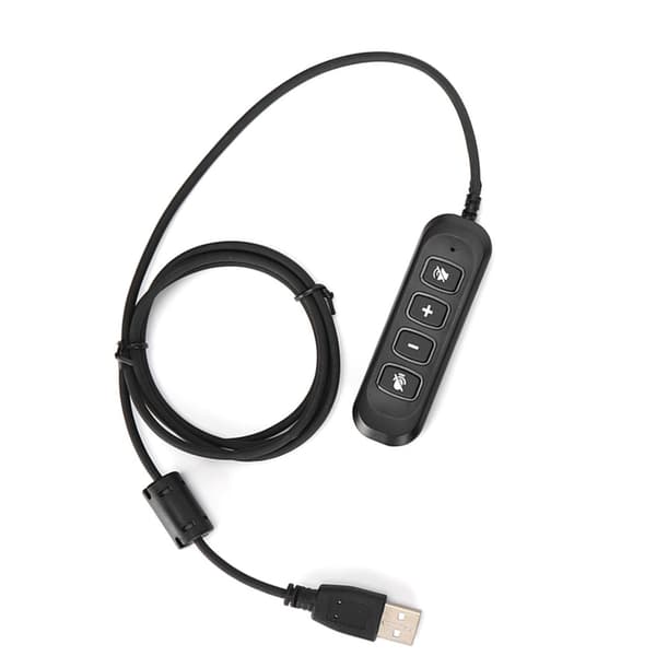 H901 USB-stik QD-kabeladapter Justerbar lydstyrke Call Center Headset Adapter til 3,5 mm Headset Udstyr Sort
