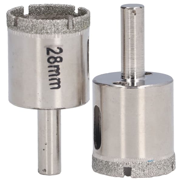 2 stk. 28 mm glashulsav borebit rustfrit stål emery hulåbner til marmor granit keramik