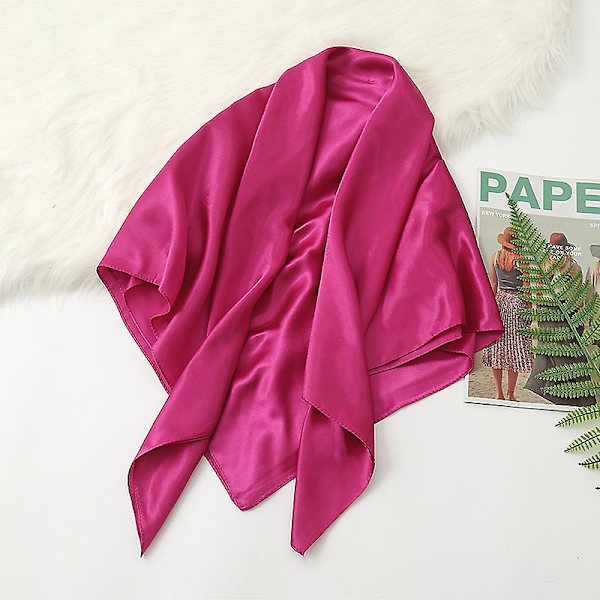 35 tuuman satiinipäähuivit Iso vintage neliömäinen huivi Silkkisen tuntuinen Satin Rose Red