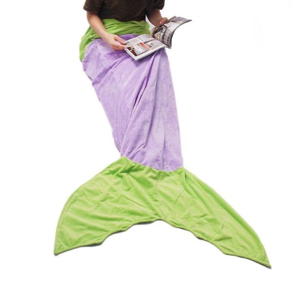 Supermjukt hajsjöjungfrufilt Vuxen och barn, hajfilt Mysig sovsäck Mermaid Purple 7