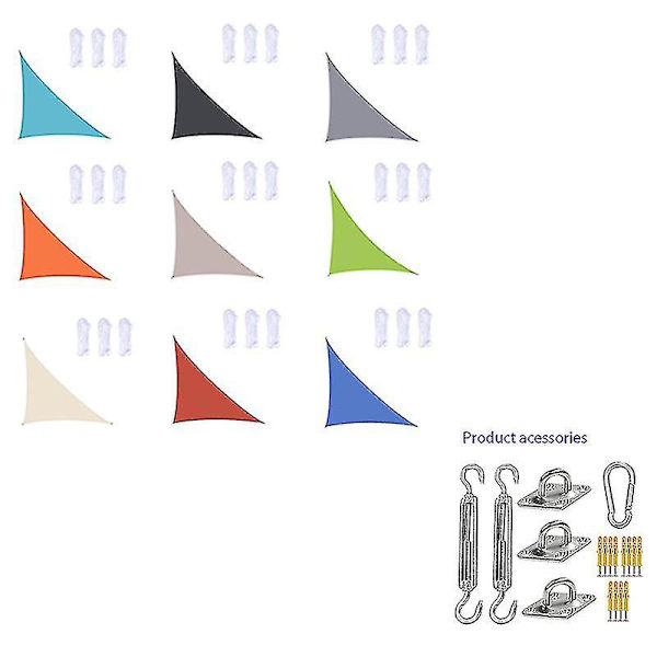 3x3x4,3m/4x4x5,7m/5x5x7,1m Vattentät Solskydd Segeltriangel För Trädgård Uteplats Utomhus markis Baldakin Pool Markis Camping Utomhus Paraplyer Och Sunshad 5x5x7.1 Accessory Fixing Kit