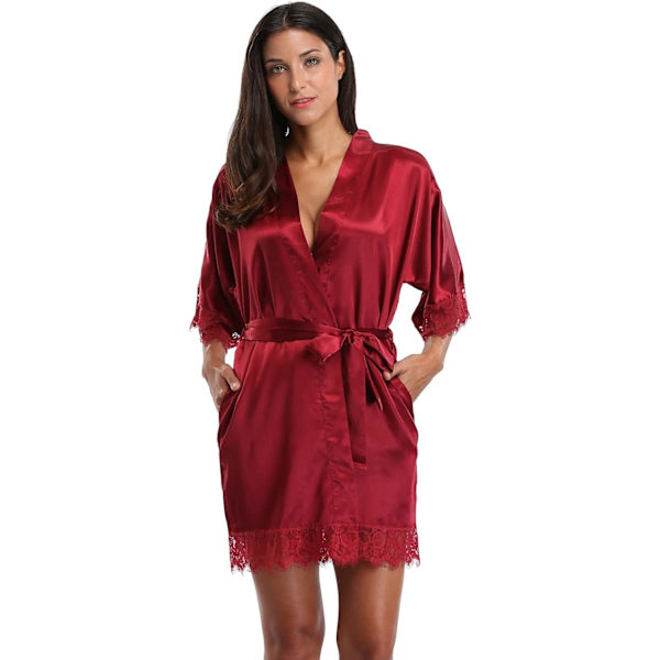 Den nye Silk Kimono Robe Dame Sovetøj Kort Brudepike Bath M