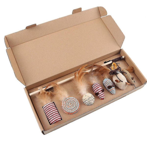 Hhcx-7pcs Simulation Mouse Cat Toy Cat Stick Set Cat Scratch Bite Resistance Interactive Mouse Toy Cat