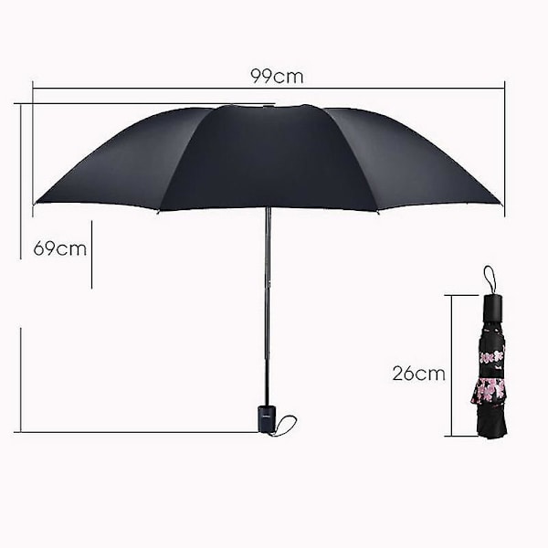 Sateenvarjo Miesten Sateen Nainen Tuulenpitävä Suuri Paraguas 3D Print Sunny Anti-Sun 3 Kokoontaittuva Sateenvarjo Outdoor Parapluie D