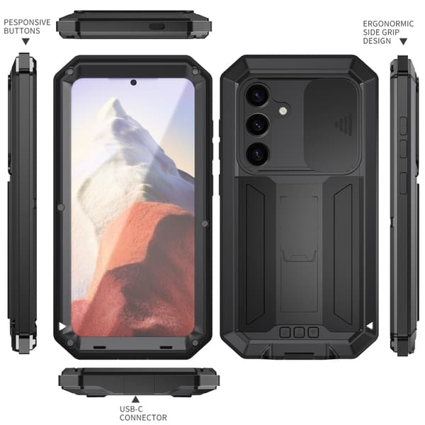 Samsung Galaxy S24 5G Case R-JUST Sliding Camera Life Waterproof Svart