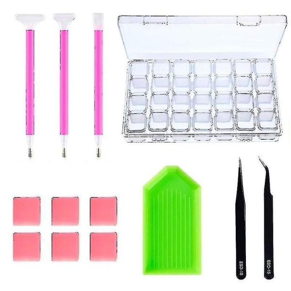 Hhcx-1 Set Diy Nail Art Tools Kit 5d Diamond Painting Rhinestones Pick Up Pen Storage Box Nail Tools