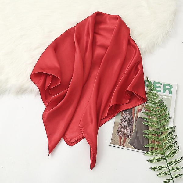 35 tommer satin hoved tørklæder store vintage firkantet tørklæde silke følelse satin rød